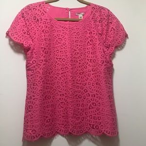 J.Crew pink eyelit top size 8